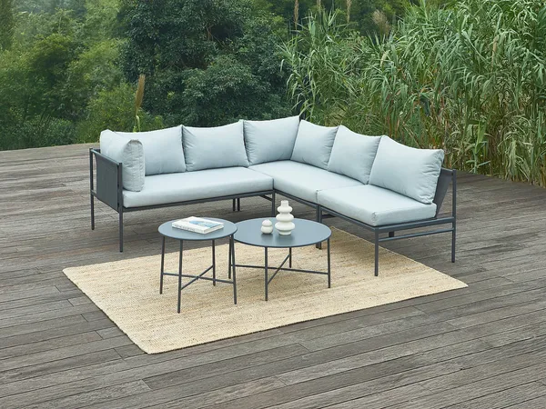 Vente-unique - ULAME Gartensitzgruppe Metall Grau - B 72,5 cm x H 67,5 cm x L 136,5 cm
