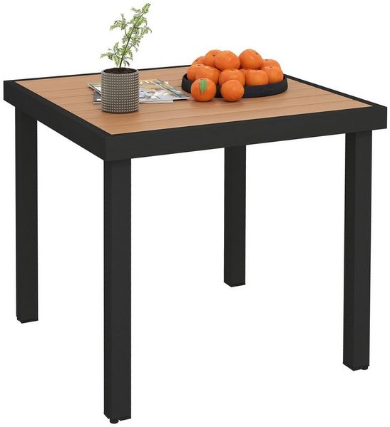 MC Star Gartentisch Gartentisch Kunststoff 78 x 78 x 74 cm Wetterfest Aluminiumrahmen (Buffettisch Campingtisch für 4 Personen Balkontisch Terrassentisch Outdoor Esstisch für Garten. Terrasse Balkon Schwarz)