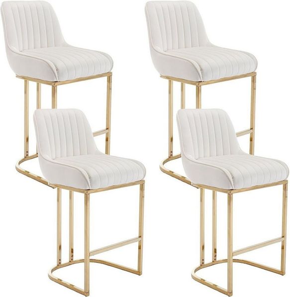WAHSON OFFICE CHAIRS Barhocker Samt 2/4er Set Küchenhocker mit Lehne
