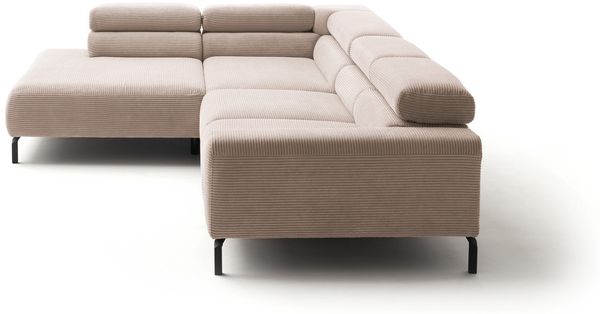 KAWOLA Sofa DELIA Ecksofa Cord taupe mit motorischem Sitzvorzug Recamiere links 74 x 219 x 276 cm Bild 6