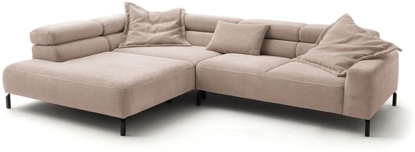 KAWOLA Sofa DELIA Ecksofa Cord taupe mit motorischem Sitzvorzug Recamiere links 74 x 219 x 276 cm Bild 3