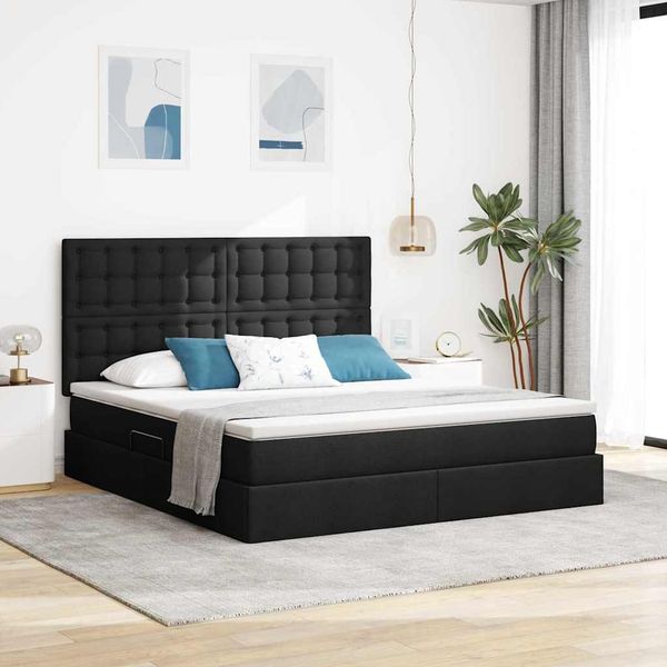 vidaXL Aufbewahrungsbett mit Matratze Schwarz 180 x 200 cm Polyester 3371924