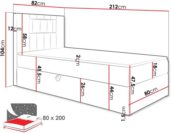 Boxspringbett 'Gladino Junior 1' blau 80x200 cm Rechts Bild 5