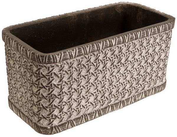 Viana Übertopf Geflochtener Keramik Pflanzkasten Braun Weiß 23×11×11cm