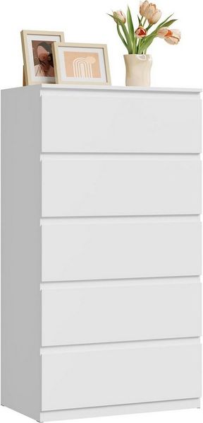 Woltu Kommode (1 St), mit 5 Schublade, weiß, 60x110x37 cm
