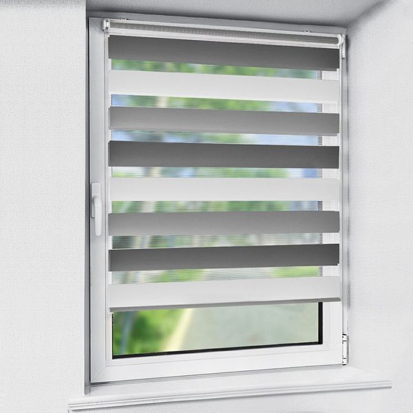 Doppelrollo rollos für Fenster ohne Bohren 130cm, OUBO, Lichtschutz, freihängend, mit Klemmträger, Klemmfix, livhtdurchlässig und verdunkelnd
