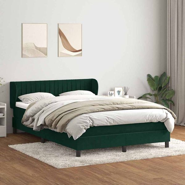 vidaXL Boxspringbett mit Matratze Dunkelgrün 160x220 cm Samt 3317742