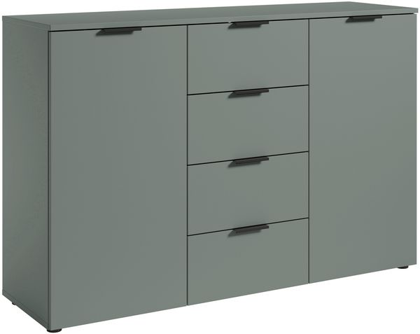 Sideboard >Linz< 2 Türen, 4 Schübe, in Salbei - 135x90x40cm (BxHxT)