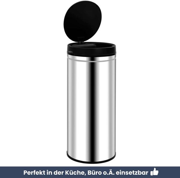 Sensor Mülleimer Küche 80L Edelstahl - Automatik Bewegungssensor Klemmring | Smarter Abfalleimer mit Deckel Müllbehälter Kücheneimer Bild 6
