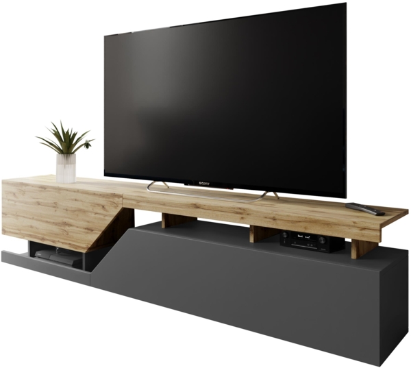 TV-Lowboard Nesezi 200 (Farbe: Anthrazit / Wotan)