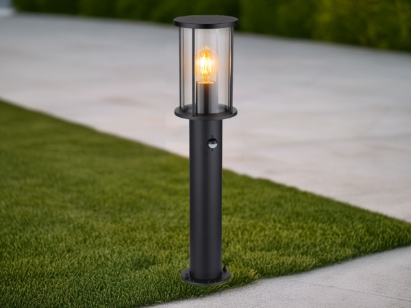 Stehleuchte, Außenleuchte, Sensor, Edelstahl, Glas, IP54, H 60 cm