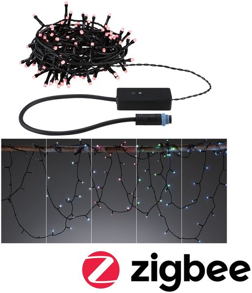 Plug & Shine LED Lichterkette Yuna RGB 10m IP44 5W Schwarz