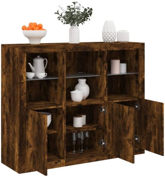 vidaXL Sideboards mit LED-Leuchten 3 Stk. Räuchereiche Holzwerkstoff 3209104