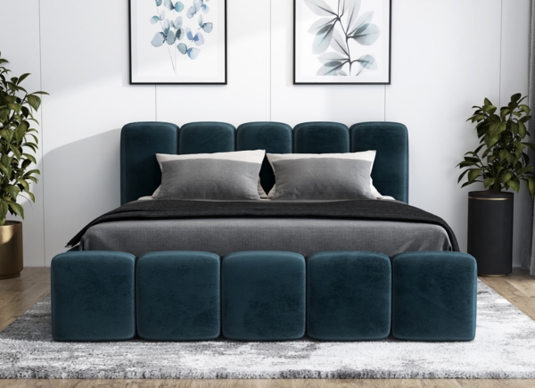 A&J MöbelLand 'Sonic' Polsterbett, Polyester, Azur, 120 x 200, mit Lattenrost, mit Bettkasten Bild 2