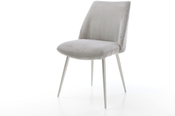 Esszimmerstuhl Elso-Flex Cord Silbergrau 4-Fuß konisch Edelstahl Taschenfederkern