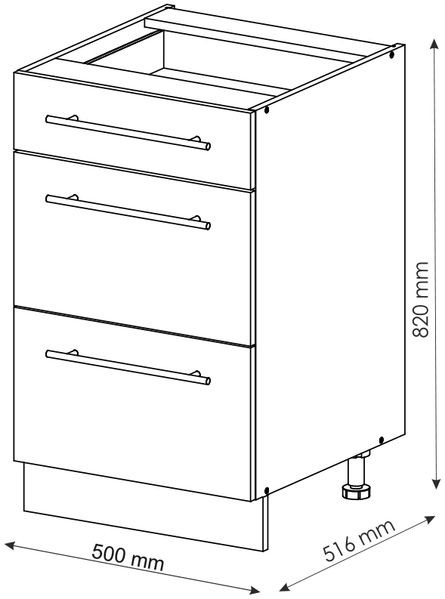 Küchenunterschrank Fame-Line Weiß Hochglanz 50 cm ohne Arbeitsplatte Vicco Bild 3