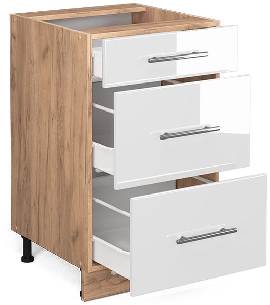 Küchenunterschrank Fame-Line Weiß Hochglanz 50 cm ohne Arbeitsplatte Vicco Bild 4