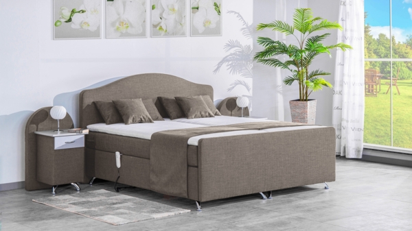 Meisterbetten Boxspringbett Epos 200x200 in W-Sahara, Matratzenbezug Nano, Ergoflex-Topper Bild 3