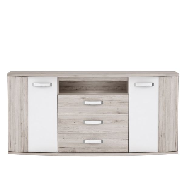Hochkommode >Rondino < in beige,braun,weiß - 169,6x81,5x47,5cm (BxHxT)