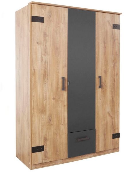 Kleiderschrank Glasgow Drehtürenschrank 180x58x198cm Plankeneiche Graphit
