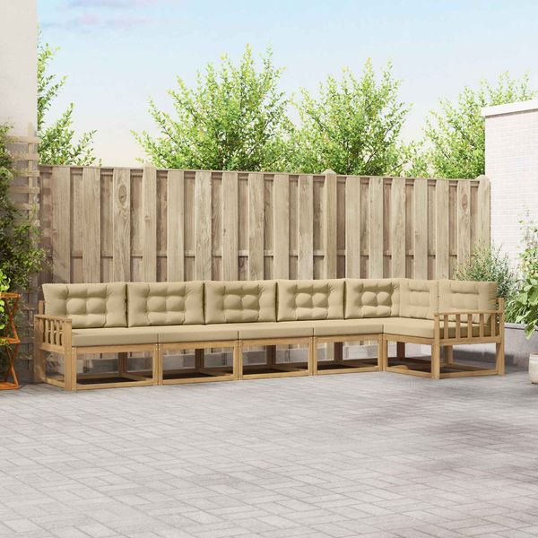 vidaXL Outdoor-Sofagarnitur mit Kissen 4 pcs Weiß und Beige Polyester 3386512