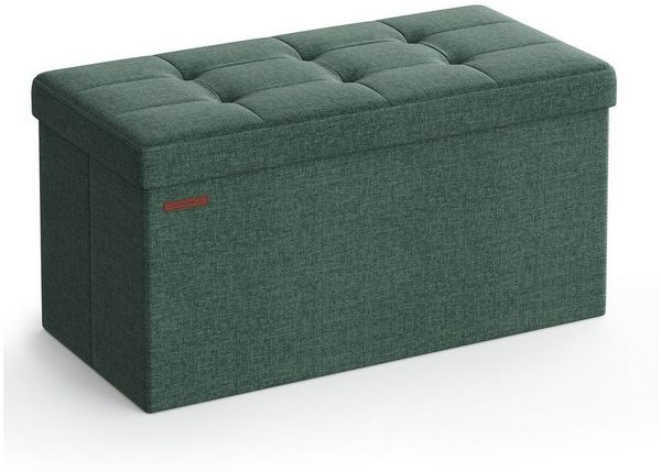 SONGMICS Sitzbank Sitzhocker mit Stauraum, klappbare, für Wohnzimmer Schlafzimmer Flur, 38 x 110 x 38 cm Fußbank, Aufbewahrungsbox, bis 300 kg belastbar