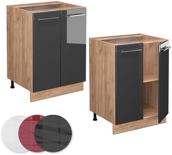 Küchenunterschrank Fame-Line Anthrazit Hochglanz 60 cm ohne Arbeitsplatte Vicco Bild 5