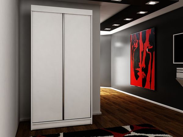 Kleiderschrank Toplo 25/100, mit Blauer LED Beleuchtung, Farbe: Weiß