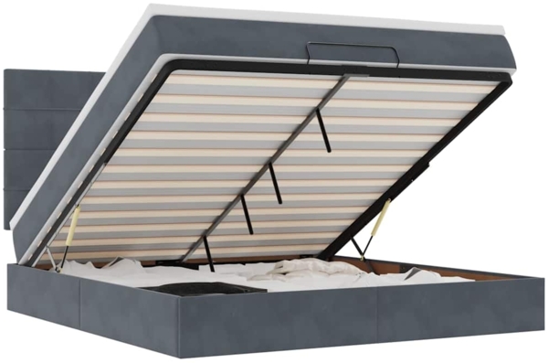 vidaXL Ottoman-Bett mit Matratzen & LEDs Dunkelgrau 160x200 cm Samt 3314331