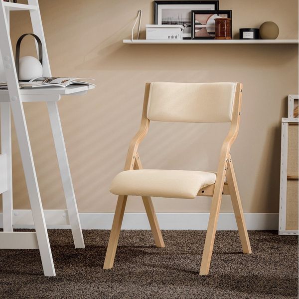 SoBuy Klappstuhl FST40, Küchenstuhl, Esszimmerstuhl, Holzstuhl, Faltbar, Küche, Büro, Küchenstuhl mit gepolsterter Sitzfläche und Lehne