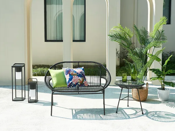 Vente-unique - ALIOS Gartensitzgruppe Harz Schwarz - B 78 cm x H 80 cm x L 115 cm