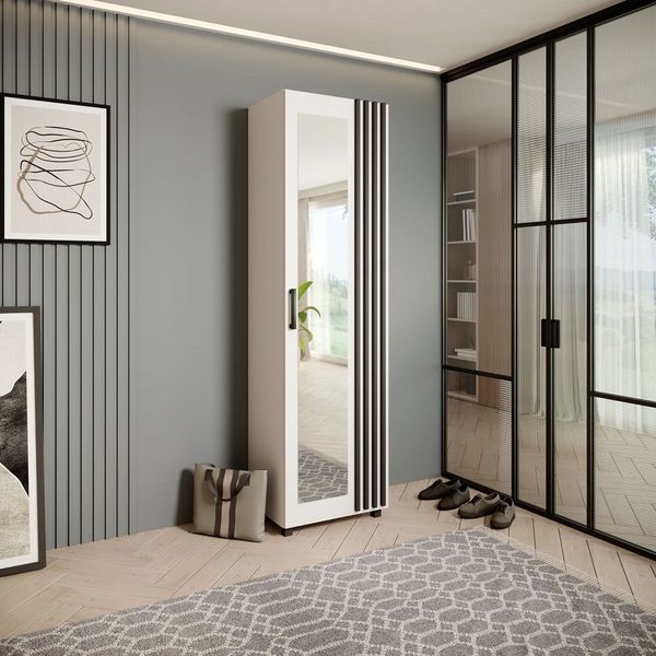 Beautysofa Garderobenschrank mit Tür und Spiegel LIVIA