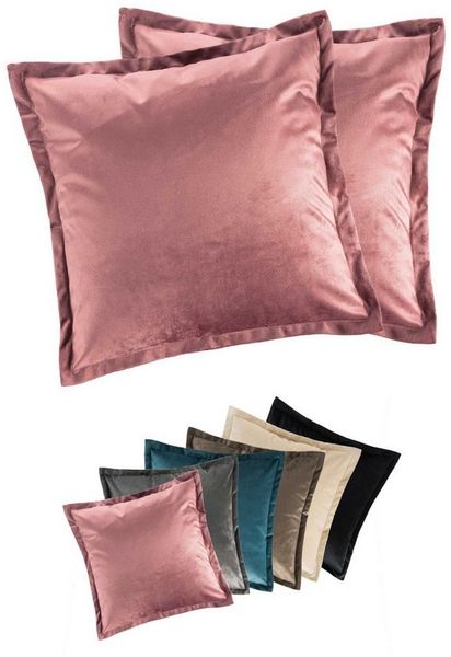 MOON Heimtextilien Kissenhülle 2er Pack 40x40 cm Kissenbezug edle Samt Optik Moon Flora