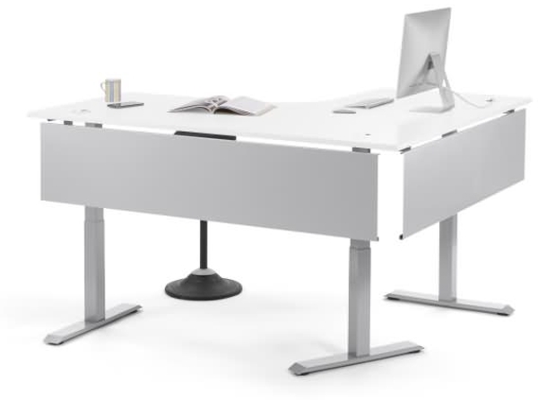 Soennecken Ecktisch elektrisch verstellbar violett Gestell silber Plat