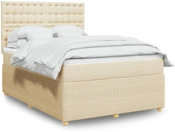 vidaXL Boxspringbett mit Matratze Creme 160x200 cm Stoff 3292126