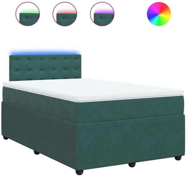 vidaXL Boxspringbett mit Matratze Dunkelgrün 120x190 cm Samt 3290001 Bild 2