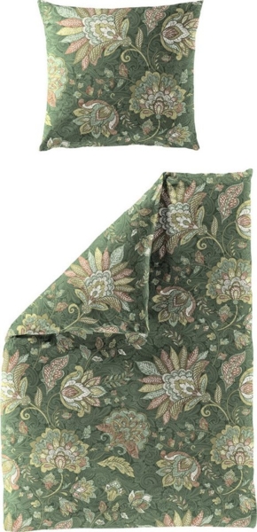 Bierbaum Biber Bettwäsche 155x220 Ornamente Blüte Paisley grün gelb 4144-30