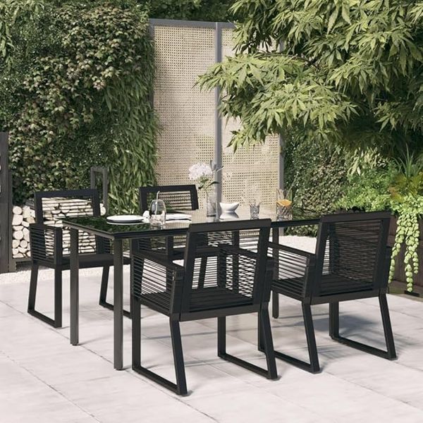 IKAYAA Gartenmöbel-Set aus Rattan (Tisch und Stühle), robust und wetterfest