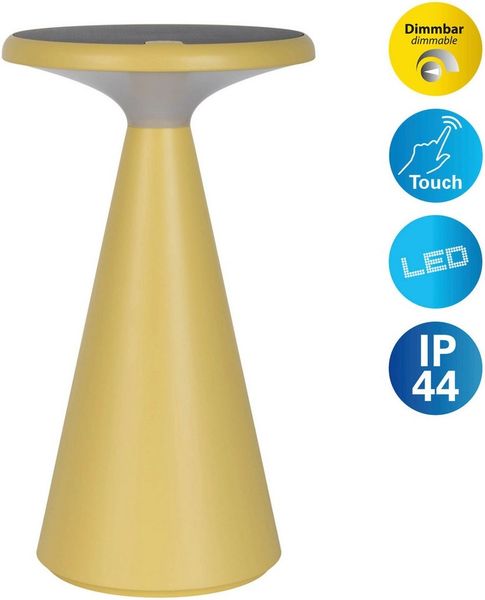 näve LED Tischleuchte Palu, Dimmfunktion, Memoryfunktion, USB-Ladefunktion, LED wechselbar, Warmweiß, Solar-/Akkubetrieb, Touch, Dimmbar, Memory, USB-C-Ladekabel, warmweiß