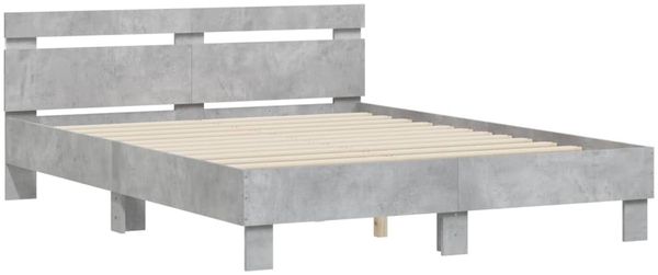 vidaXL Bettgestell mit Kopfteil LED-Beleuchtung Betongrau 140x200 cm 3207549 Bild 6