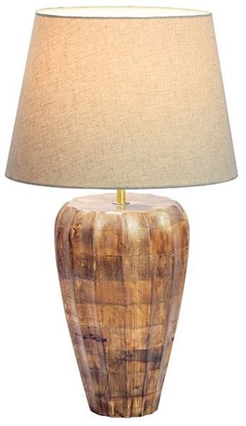 riess-ambiente Tischleuchte PURE NATURE 65cm weiß/natur - Massivholz, Stoffschirm, handmade, Ein-/Ausschalter, ohne Leuchtmittel, leicht zu kombierendes Einzelstück – ideal für Wohn- & Schlafzimmer