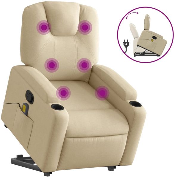 vidaXL Massagesessel mit Aufstehhilfe Creme Stoff 3204389 Bild 2
