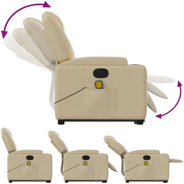 vidaXL Massagesessel mit Aufstehhilfe Creme Stoff 3204389 Bild 7