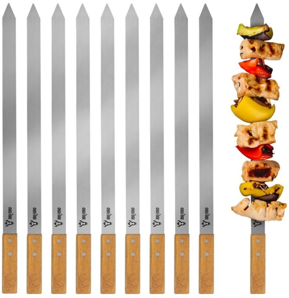 BBQ-Toro Grillspieß Edelstahl Grillspieße mit Holzgriff (10 Stück), 50 cm, Spießset (Set, 10-St, 10 Stück), 10-teilig