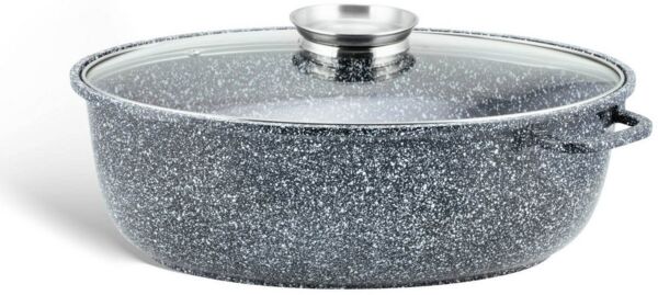 Edenberg Bräter Aluguss Bräter 8L Alugussbräter Bratpfanne zwei in eins Gänsepfanne, Aluminium, Edelstahl, Keramik (2-tlg)