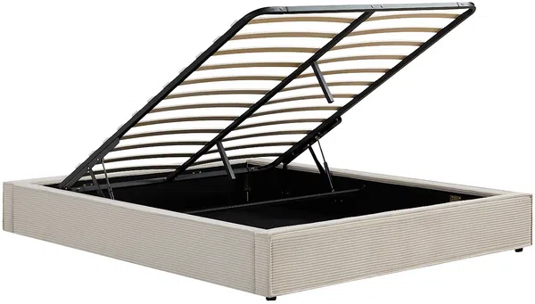 Vente-unique - KARESO Lattenrost und Bettrahmen Samt Beige - B 181 cm x H 30 cm x L 220 cm Bild 5