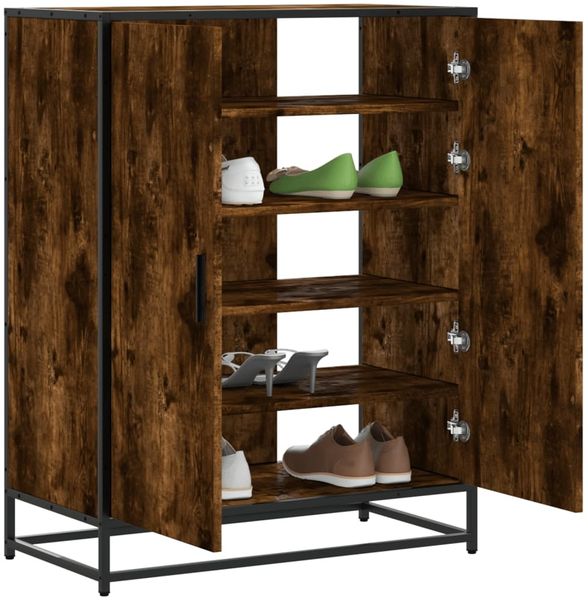 vidaXL Schuhschrank Räuchereiche 75x38x97,5 cm Holzwerkstoff Metall 3300867