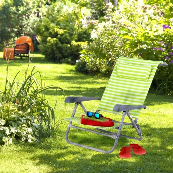Klappbarer Liegestuhl mit Nackenkissen Bild 2