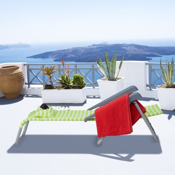 Klappbarer Liegestuhl mit Nackenkissen Bild 5