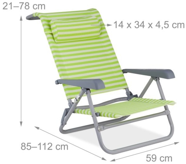 Klappbarer Liegestuhl mit Nackenkissen Bild 4